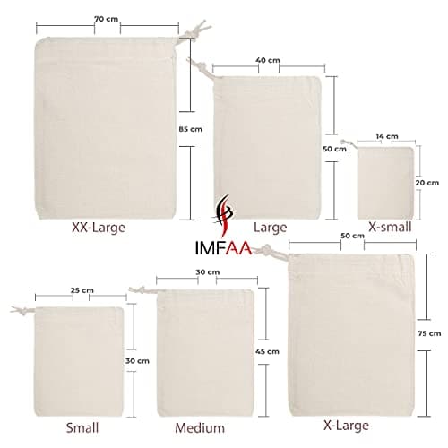 IMFAA Sack Drawstring Cotton Canvas Bags – Reusable, Eco-Friendly Storage & Laundry Bags for Clothes, Travel, Toys & Gifts (3, Large(40x50) Cm) — view 3