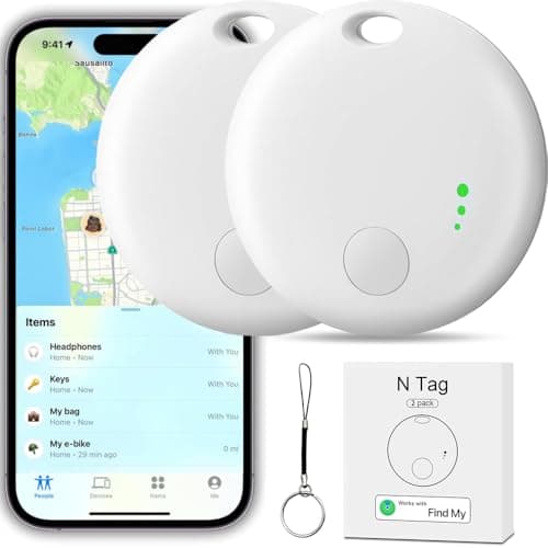 Smart Tracker Tag, YiYunTE 2 Pack Item Key Finder Locator compatible with Find My App(iOS only), Kids Children Tracking Tag Device, Small Bluetooth GPS Tracker for Cat Dog Pet Wallet Luggage