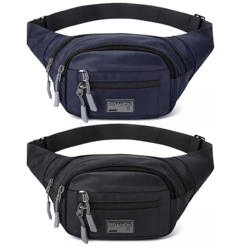 Vyuwast 2 Pack Bum Bag Bumbag for Men Women, 4 Zip Pockets, Waterproof