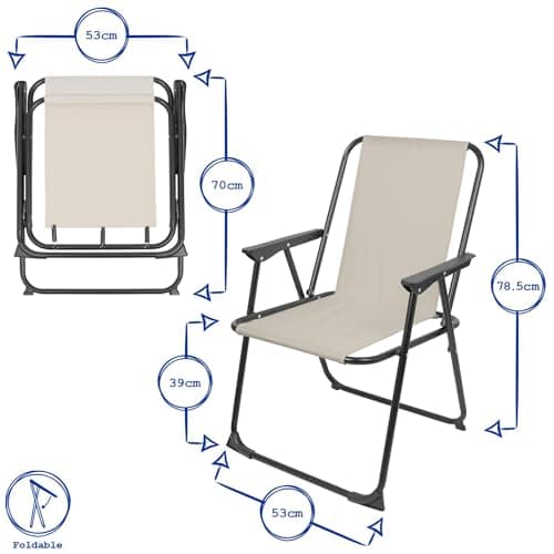 Harbour Housewares Folding Beach Chairs - Navy - Pack of 2 - Metal Outdoor Patio Seat Lightweight Portable Deck Chair for Picnic, Garden, Camping, Fishing — view 3