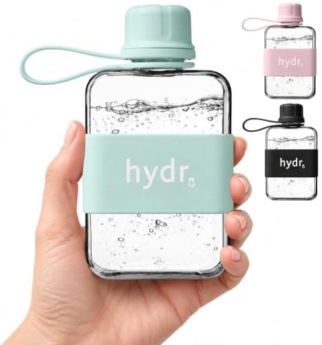 hydr Mini Flat Water Bottle for Handbags | 240ml Slim Leakproof BPA-Free Tritan Small Water Bottle (Lake Blue)