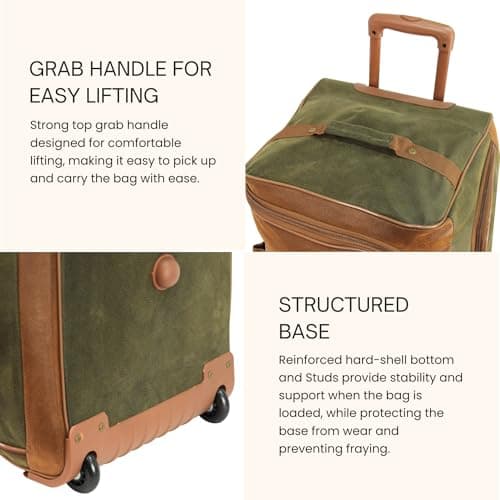 Rocklands® Lightweight Suede Wheeled Holdall Trolley Suitcase Medium Duffle Travel Bag with Telescopic Handle (Medium - 28" (H72xW37xD36 cm), Green) — view 5