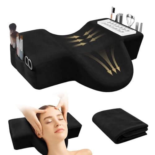 CGBE Lash Pillow for Eyelash Extensions: Ergonomic U-Shaped Neck Support Cushion, Soft Flannel Eyelash Cushion for Home and Beauty Salon, Lash Technician Bed Supplies - Black