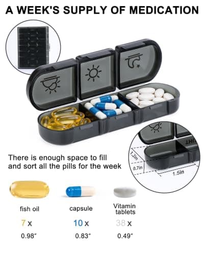 lulir Weekly Pill Organiser 3 Times a Day,Travel Tablet Organiser — view 2
