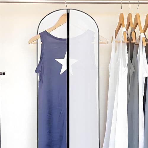 3PCS Dress Bags Covers Long, Full Length Garment Bags with Zipper, 60 x 140cm Dustproof Dress Covers for Women, Black Border Storage Solution for Seasonal Clothing and Travel — view 6