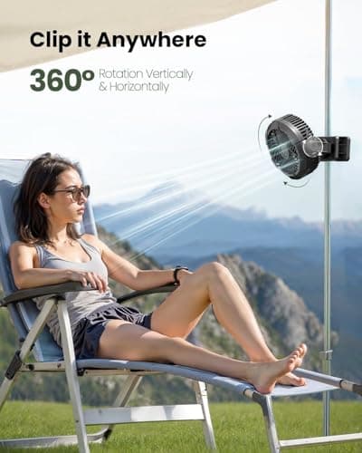 Gaiatop Portable Camping Fan with LED Lantern, Clip on Fan for Tent — view 3