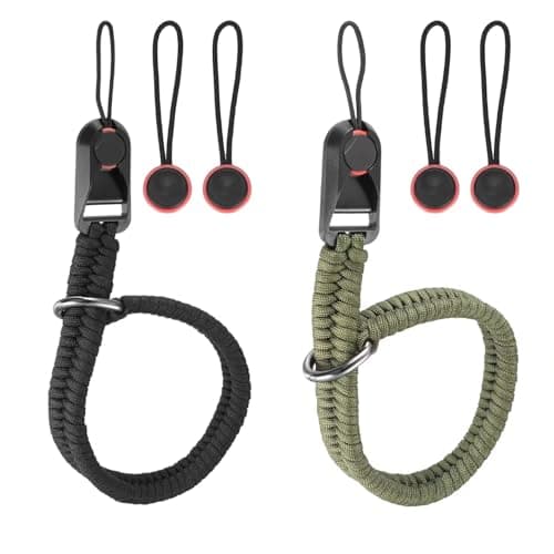 KDRNXVAL 2 Pack Camera Wrist Straps with 4 Quick-Release Buckles, Durable Paracord Hand Straps with Adjustable D-Rings Safety Lanyards for DSLR & Mirrorless Cameras