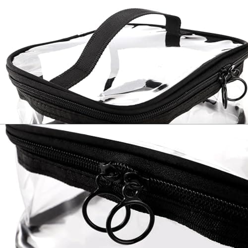 Peohud 4 Pack Clear Makeup Bags with Zipper, Waterproof Toiletry Bag, Portable Cosmetics Bags, Transparent Travel Storage Pouch Toiletry Bag Organizer with Handle for Bathroom, Travel, Vacation — view 4