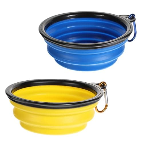2pcs Collapsible Dog Bowl Portable Dog Bowls Puppy Water Bowl for Dogs Cats Travel Foldable Dog Bowl with Carabiners Folding Pet Water Bowl for Camping Travelling Hiking 350ml