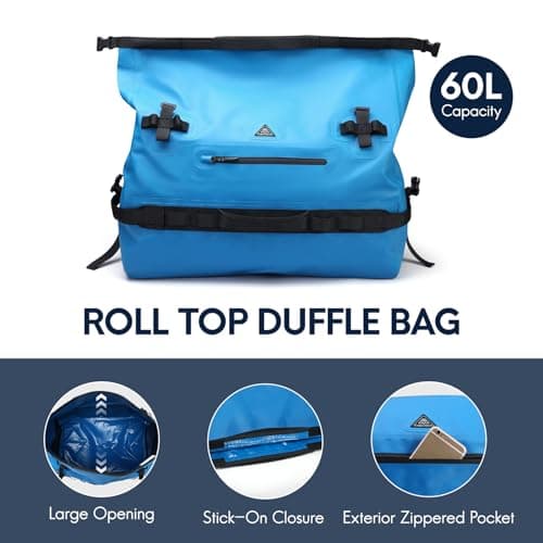 Haimont IPX7 Waterproof Roll-Top Dry Duffel Backpack, Blue, 60L — view 4