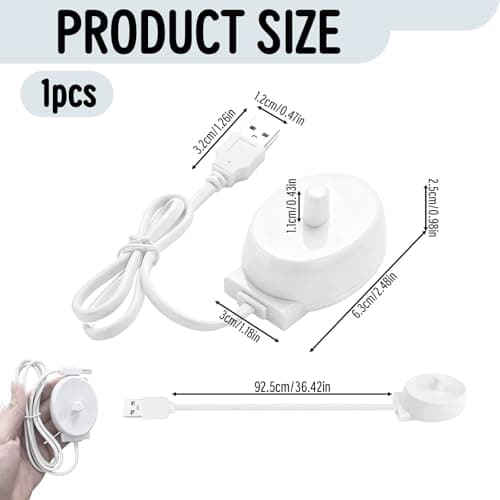 USB Electric Toothbrush Charger Compatible with Braun Oral-B Pro 1 2 3 Series, Smart 6, iO Series, Vitality, Genius X, Type 3757 Charging Base - Portable USB Charging Adapter for Home and Travel — view 2