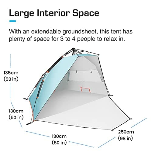 Active Era® Luxury Beach Tent – 3-4 Person Sun Shelter with Easy Pitch Technology and UPF 50+ Rated Sun Protection - Lightweight Pop-up Beach Tent for Picnic, Outdoors, Camping — view 2