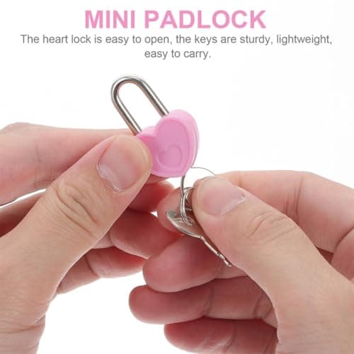 SHERCHPRY Small Alloy and Plastic Travel Locks with Keys 20 Sets of Mini Heart Shaped Padlocks with Safety Features for Suitcases and Bridge Use Gift for Couples — view 4