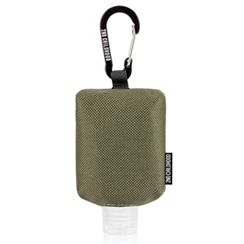 2nd Childhood Travel Hand Sanitizer Keychain Holder Case, Clip-On - Olive