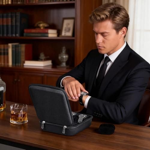 ProCase 6-Slot Travel Watch Case for Men, Hard Shell Storage Box -Black — view 6