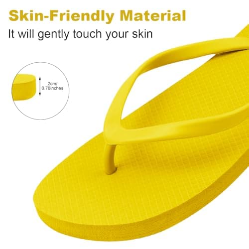 Aomig Unisex Flip Flops Ladies Girl Men Flatform Beach Flip-Flop Slim Rubber Flip Flops Women's Yoga Mat Comfortable Beach Platform Sandals Slip-Resistant Flat Flip Flops(Yellow-UK Size-8-8.5) — view 5