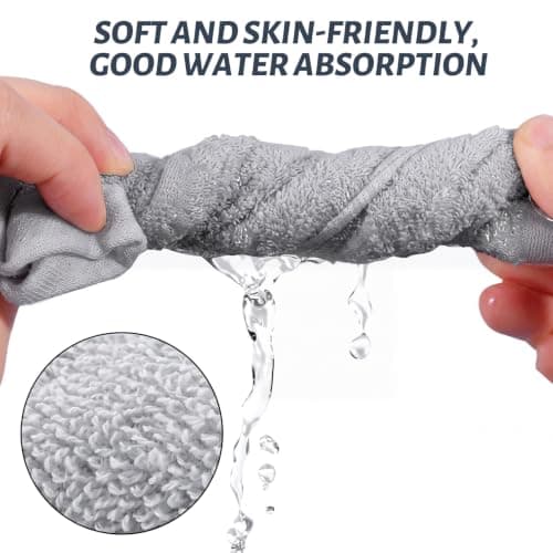 Lanjue 6 Pack Flannel Face Cloths, 20 x 20 cm, Soft Bamboo Fibre, Grey — view 5