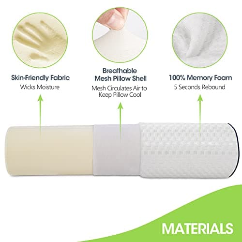 Findigit Cervical Neck Roll Memory Foam Pillow Cylinder Round Bolster Pillow for Sleeping, Round Neck Support Pillow for Head, Back, Legs, and Yoga 17.7"*4" — view 4