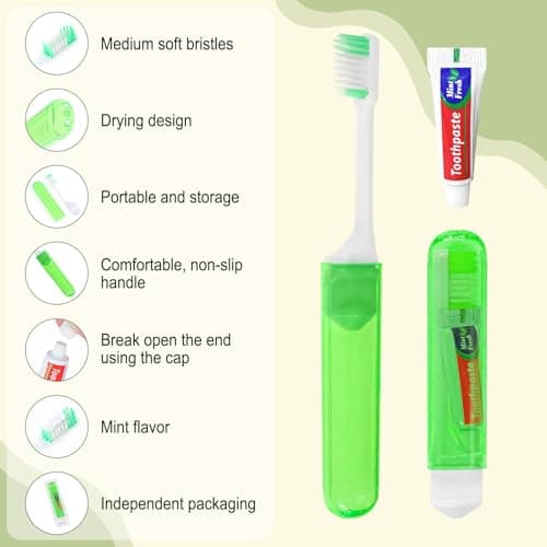 Travel Toothbrush, Individually Packaged, 5 Colors, Foldable Storage, Travel Toothbrush Kit Suitable for Camping, Hotels (10-Pack) — view 3
