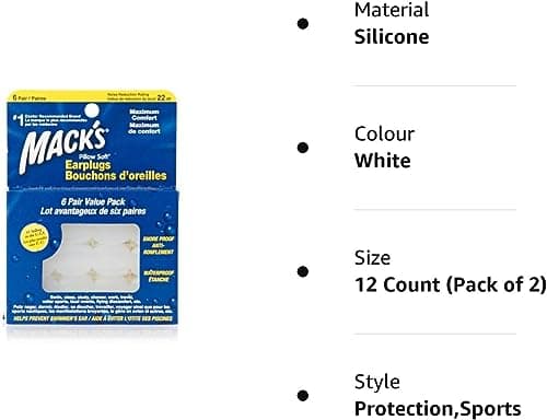 Mack's Pillow Soft Silicone Putty Ear Plugs 6 Pairs Value Pack (2 Packs (12 Pairs), White) — view 3