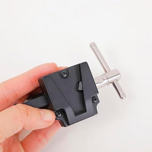 V Mount Lock Battery Adapter with Clamp for Light Stand Tripod, Quick Release V Lock Plate for Sony BP/FXLION V-Mount Battery, Compatible with DSLR Camera Rig, Pipe/Tripod/Hook Mount (15–55mm) — view 3