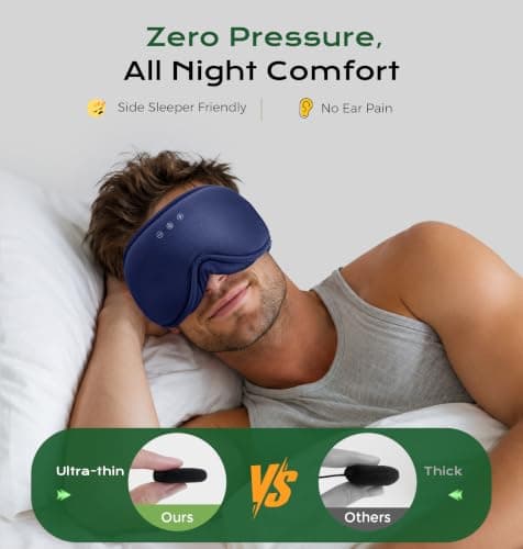 MUSICOZY Sleep Mask Headphones | 100% Blackout 3D Organic Bamboo Cotton — view 3