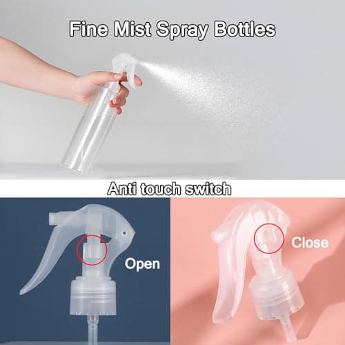 3 Pack Plastic Water Spray Bottle for Hair, 10 oz/300ml Plastic Empty Mister Spray Bottles for Cleaning, Cooking, Plant, Pet (Not Continuous) — view 2