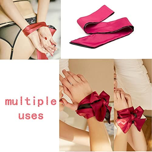 Satin Blindfold 1 PCS Comfortable Silk Eye Cover Double Sides Available Tie Waist Belt Smooth Sleeping Eye Mask Unisex Soft Adjustable Strap for Valentine's Gift Halloween Cosplay Games Daily Sleeping — view 3