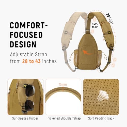 SKYSPER Sling Bag Anti-Theft Crossbody Bag RFID Travel Cross Body Shoulder Sling Backpack(Khaki) — view 5
