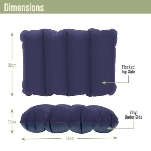 Milestone Camping 88070 Inflatable Pillow / Camping & Travel Pillow / Waterproof Flocked Surface / Easy Inflate & Deflate / Lightweight & Compact / 53cm x 26xcm Inflated Size,Blue — view 2