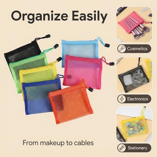 7PCS Small Zip Pouch Set, Portable Mini Cosmetic Bag & Travel Toiletry Pouch, Multicolor Canvas Coin Purse & Accessory Organizer for Handbag, Daily Toiletry Bags for Women & Girls (7) — view 4