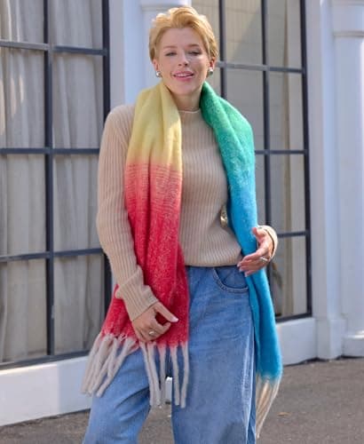 Style Slice Rainbow Stripe Blanket Scarf for Women, Winter Wrap — view 2