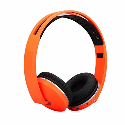 ameego Bluetooth Over Ear Stereo Foldable Headphones, Wireless and Wired Mode Headsets with Soft Memory-Protein Earmuffs, Built-in Mic for Mobile Phone Tablets iPod iPad MP3 TV PC Laptop (Orange) — view 2