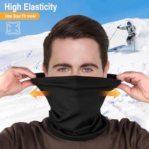 HEGGCOOE 4 Pcs Neck Warmer Snood for Men & Women, Winter Windproof Fleece Neck Gaiter Face Cover Scarf for Outdoor Sport Motorcycle Skiing Running Cycling (4x Black) — view 4