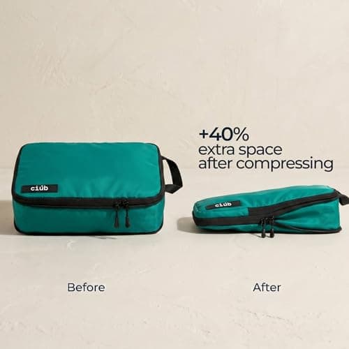 ciúb Compression Packing Cubes 4 Set Premium Double Zip, Fit 40% More in Your Luggage, Carry-On & Backpack, Lightweight Water Resistant Travel Accessories, Compressible Suitcase Organiser Bags (Green) — view 3