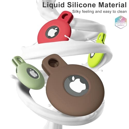 Svanove for Airtag Keychain Airtag Holder Key Ring, Siliocne Airtag Case Air Tag Cover, Cute Airtag Accessories for Kid, Luggage, Cat Dog Collar, Car, Compatible with Apple Airtag 2021, Brown Fall — view 3