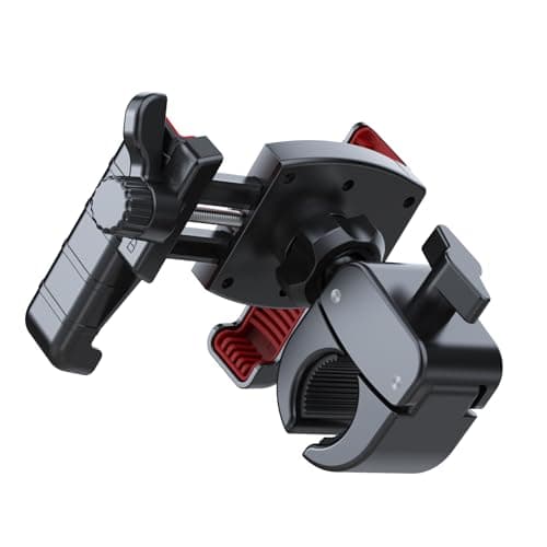Elecphbo Motorcycle Phone Mount, Bike Phone Holder - Ultra-Stable Double Locking Design, Compatible with 4.7-7" Smartphones (iPhone/Android), Fits Handlebars 0.59"-1.57", One-Hand Operation [Red] — view 6