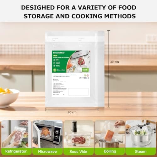 Bonsenkitchen Vacuum Food Sealer Bags, 20 x 30 cm, 100 Bags, VB3205 — view 3