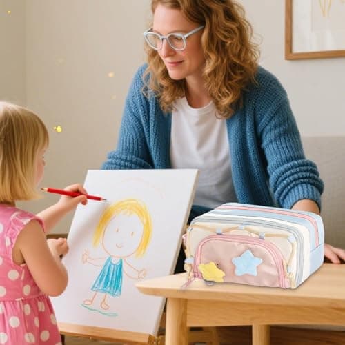 Portable Multi-Layer Pencil Case Organizer, Portable Design, 21x11x7.5cm, Stationery Pouch, Cute Pencil Case, Holds Multiple Stationery Tools, for Kids, Students, Girls — view 2