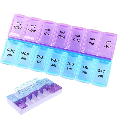 FENGZIZH Pill Boxes 7 Day 2 Times a Day Travel Pill Box Organizer