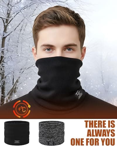 Huglux Winter Neck Warmer Fleece Snoods for Men Women, Thermal Thick Knit Neck Gaiters Windproof Dark Dray, Ski Mask Scarf Gifts for Cycling Motorcycle Ski Sports — view 5