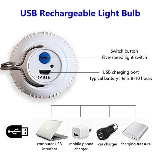 2 Pack 30W Rechargeable LED Camping Tent Bulb Lantern Emergency Light — view 5