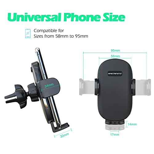 ARCANITE Simple Air Vent Mobile Phone Mount, Universal fit Phone Holder Cradle for use in Automobiles, Black — view 6