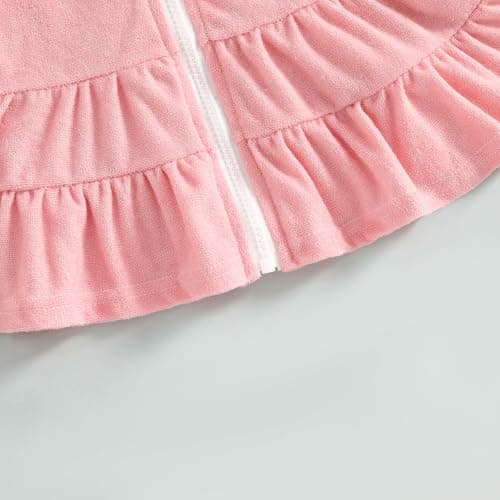 Kids Girls Zip Up Poncho Towels (Solid Blush Pink, 2-3 Years) — view 6