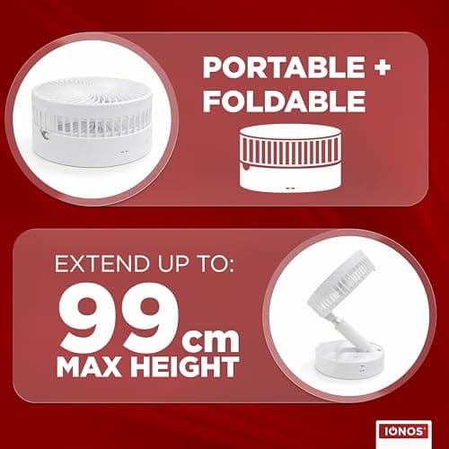 Status IONOS 7" Foldable Rechargeable Desk Fan, White — view 6