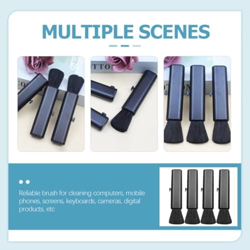 4pcs Black Wool Keyboard Brush Portable Dust Cleaning Tool — view 4