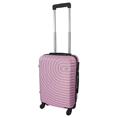 Daniel James Cabin Suitcase - 18” or 20” Lightweight Carry On Hand Luggage with 4 Spinner Wheels - Airline Approved Hard Shell ABS Trolley Case Bag with Combination Lock (Light Pink, 18-INCH)