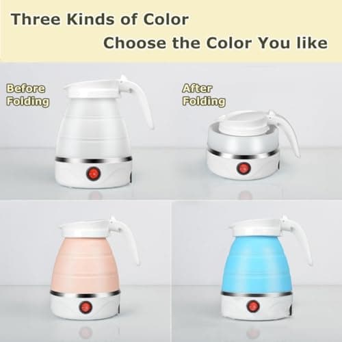 Foldable Electric Kettle, Mini Travel Kettle, Portable Collapsible Kettle for Camping with Separable Power Cord, Fast Boiling, 600ML (Blue) — view 6
