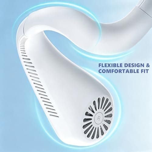 Extraible Portable Neck Fans Rechargeable, 3 Speed Hanging Bladeless Fan, 360° Cooling Personal Fan, USB Rechargeable Hands Free Quiet Wearable Fan for Men Women Home Office Travel Sports (Green) — view 4