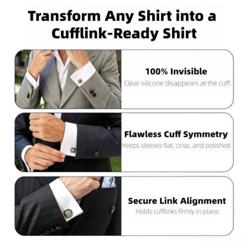 YNGSWIO 10Pcs Cufflink Adapters, for Men Shirt Suit Invisible Cufflinks — view 4
